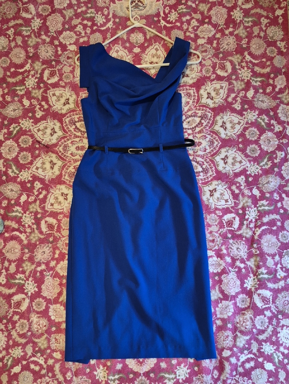 Black Halo Royal Blue Sheath Dress with Belt